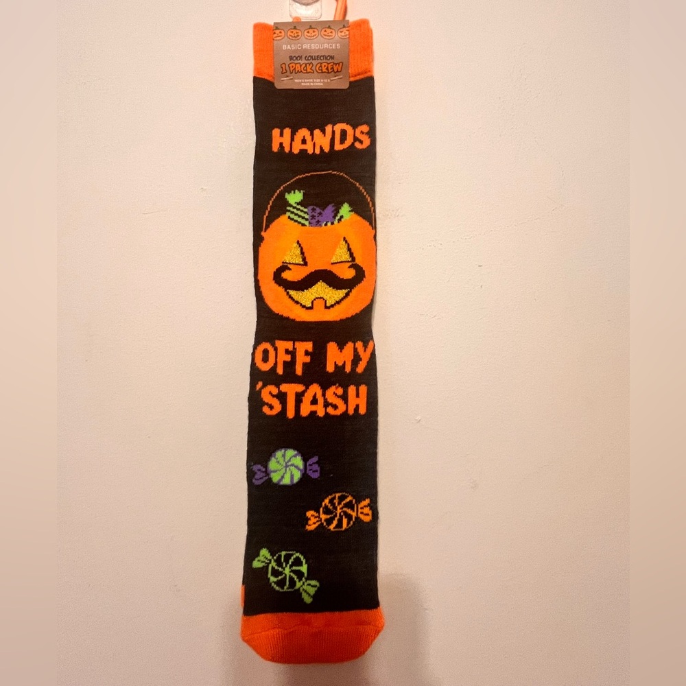 Basic Resources Mens  Boo Collection Hands off my Stash Socks 6-12.5 NWT